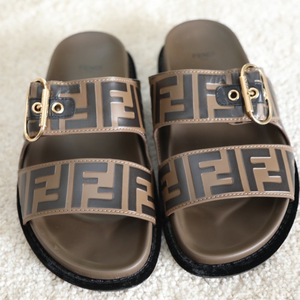FENDI 'Birkenstock' Leather Flat Sandal